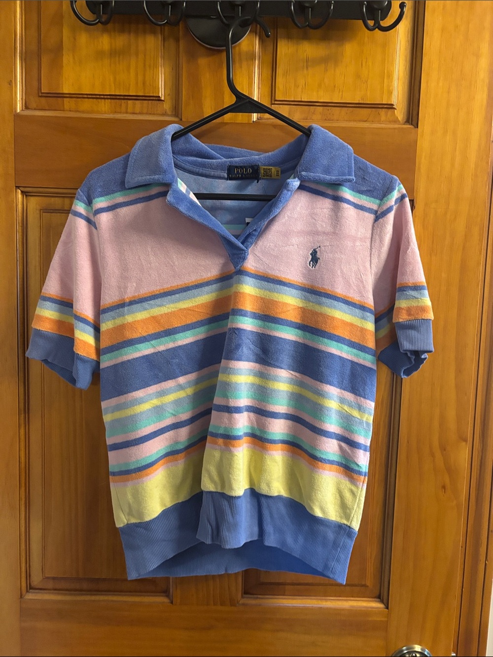 Polo by Ralph Lauren Women’s Pastel Striped Polo in Blue, Pink, Yellow